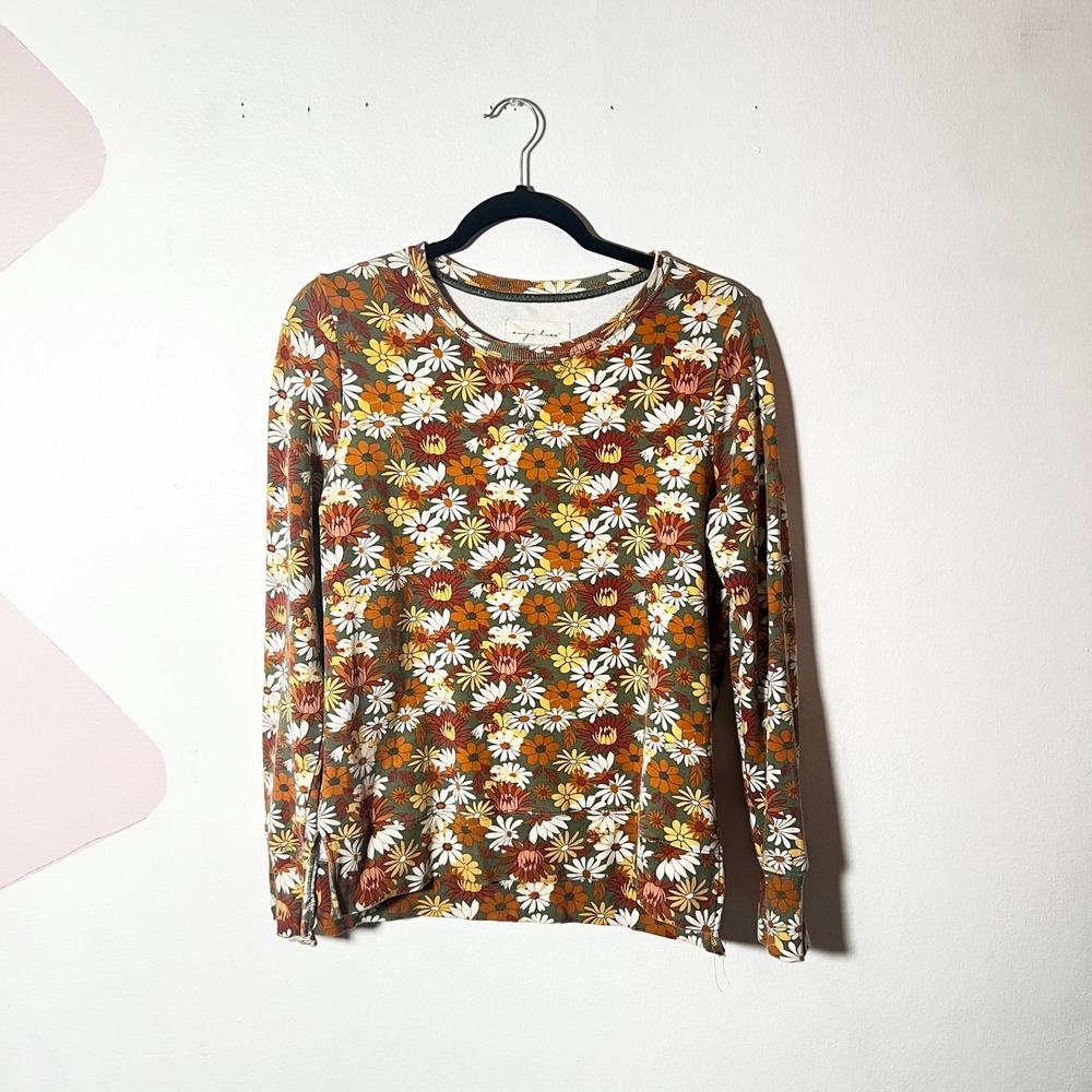 Evy's Tree The Elena Sweatshirt Small Floral Daisy Green Retro